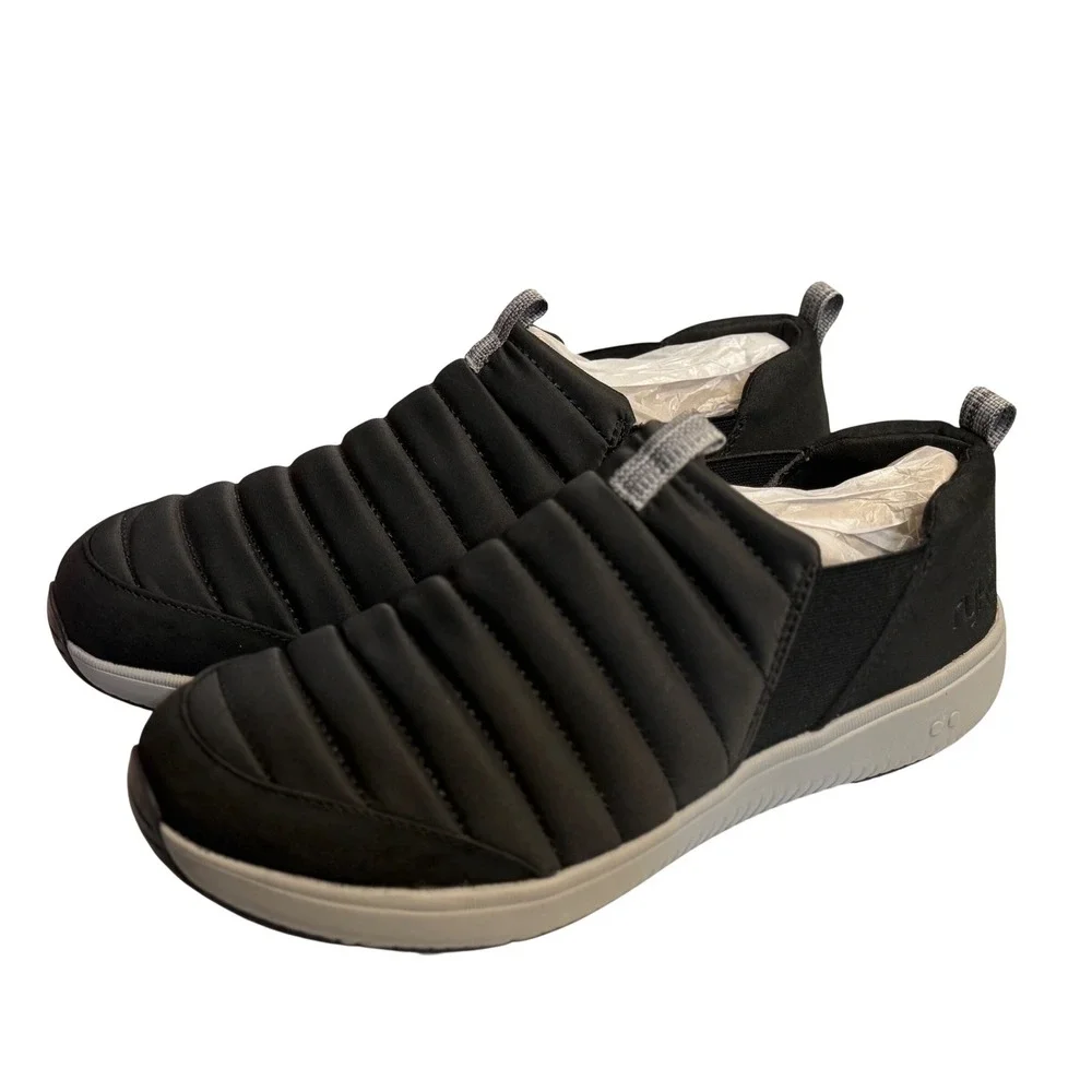 Ryka Pursuit Quilted Slip-Ons Black Walking Sneakers Shoes Womens 10W Wide‎